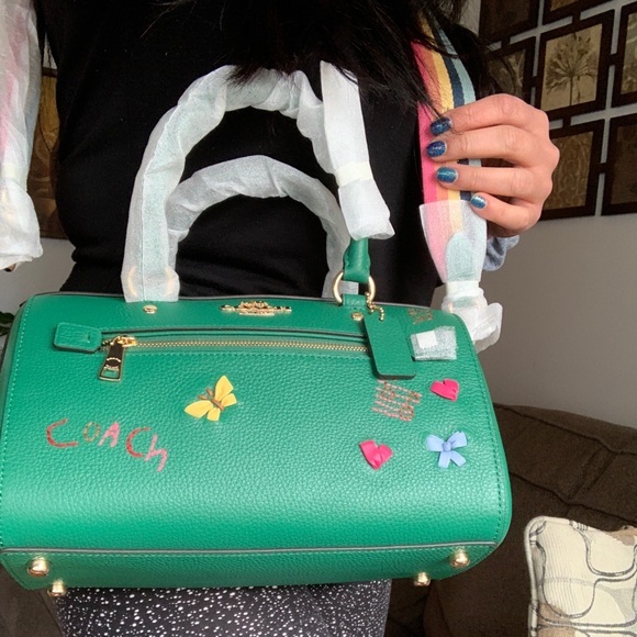 SOLD⛔️Authentic COACH Leather patches zip top satchel/Crosby - Picture 13 of 16